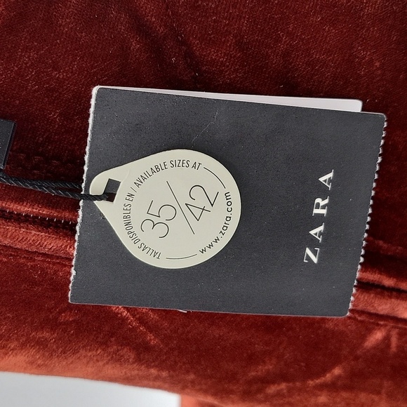 702- ZARA Burgundy Velvet Ankle Boots | Chunky Heel | Size 5.5NWT - Picture 9 of 9